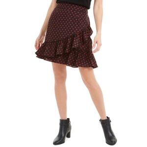 Mason Jules valentine’s Day heart print ruffled skirt size large NWT